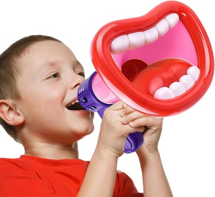 Luidspreker met Claxon - Mini Megafoon - Spraak Veranderen - Opname Functie - 174 cm Lengte - Rood