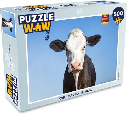 Puzzel Koe - Macro - Blauw - Legpuzzel - Puzzel 500 stukjes