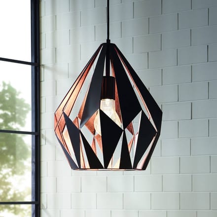 EGLO Carlton 1 Hanglamp - E27 - Ø 31 cm - Zwart/Koper