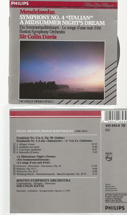 MENDELSSOHN - SYMPH. No 4 "ITALIAN " MIDSUMMER NIGHT'S DREAM