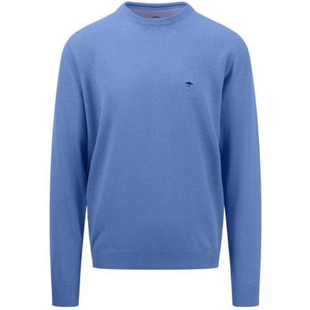 Fynch-Hatton Trui O-Neck Uni Superfine Cotton Crystal Blue / male