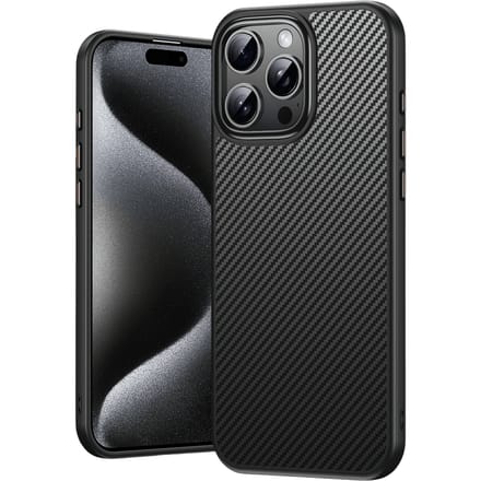 Mocaa iPhone 16 Pro Max Slim Carbon Pantser MagSafe Case Zwart