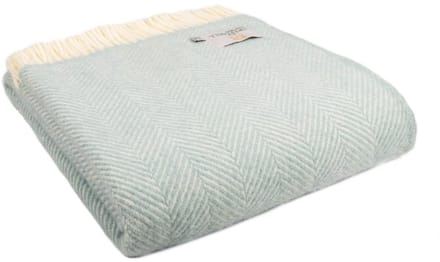 Plaid Visgraat Lichtblauw (Duck Egg) - 150x183 - Nieuw Wol - Tweedmill UK