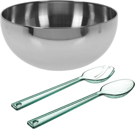 Excellent Houseware Slakom/serveerschaal en slacouvert - RVS - D24cm