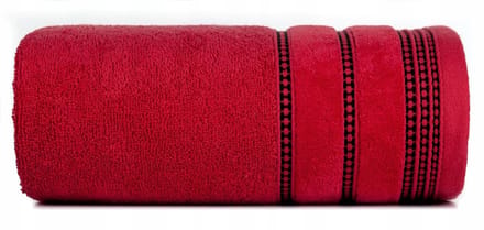 Luxe Rode Handdoek Amanda 50x90 cm met Velours Borduursel