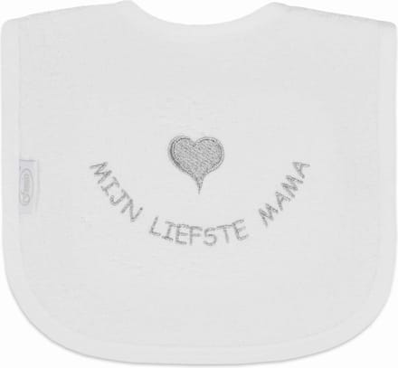 Funnies slabbetje Mijn Liefste Mama Wit/Zilver