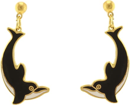 Behave - Oorbellen dolfijn zwart wit - speels trendy design