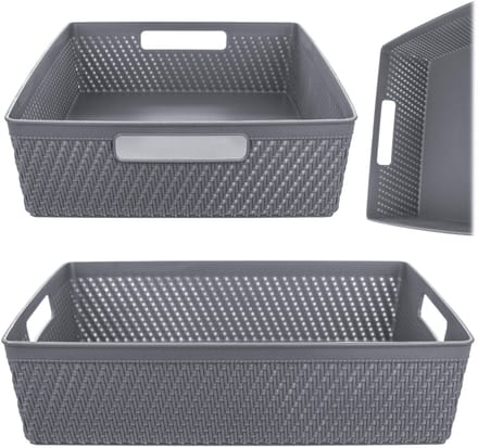 Lioni rechthoekige mand 33 x 26 x 8 cm donkergrijs