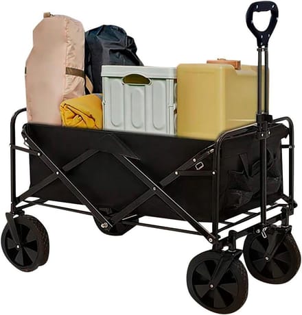 Opvouwbare Tuinkar - Draagbare Kar - Spullen Vervoeren - Zware Belasting - 92cm x 53cm x 96cm - Zwart