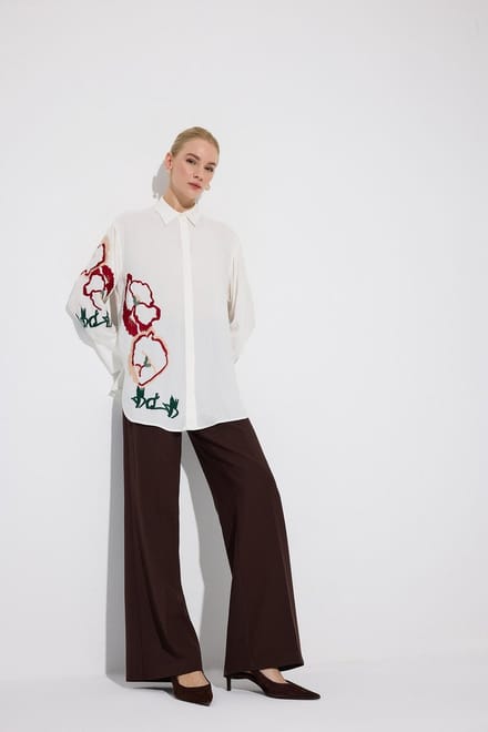 Touché Privé - Geborduurde viscose blouse - Ecru - Dames