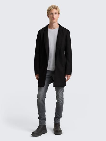 Tom Tailor Denim - Wol-look jas - Maat S - Black