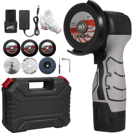 Snoerloze haakse slijper 7000RPM elektrische slijpgereedschap mini-slijper met 2 stuks 16,8V 2000mAh-batterij US Plug & 6 Blades zwart
