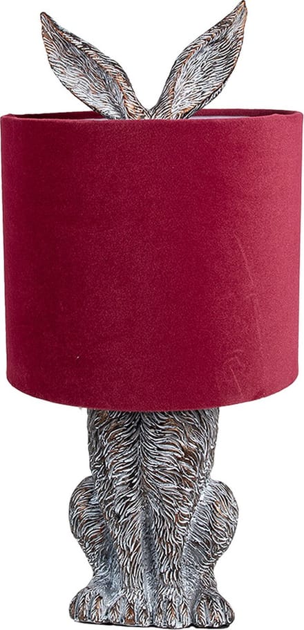 Clayre & Eef Tafellamp Konijn Ø 20x43 cm Bruin Rood Polyresin