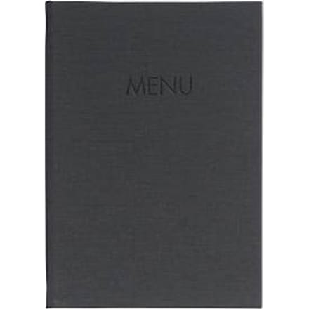 Sigel menukaartmap, DIN A4, gummibinding, reliëf, antraciet, 5 stuks + 2 dubbele transparante hoezen