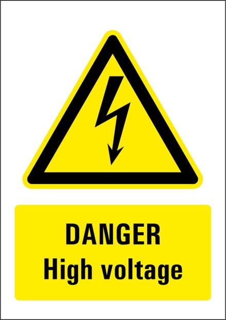 Danger high voltage sticker 210 x 297 mm