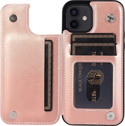 Hoesje geschikt voor iPhone 16e - Backcover - Pasjeshouder - Portemonnee - Kunstleer - Rose Goud