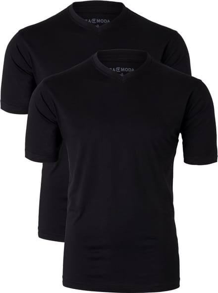 CASA MODA T-shirts (2-pack) - V-neck - zwart