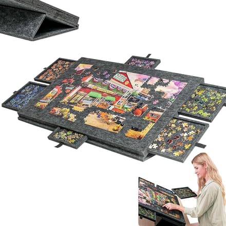 Puzzelbord met Laden - Opbergkoffer - Puzzels Sorteren - Inclusief Standaard - 77 cm - Donkergrijs