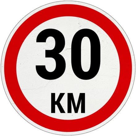 30 km bord | Sign Again materiaal | 10 cm