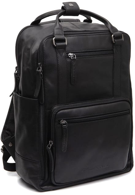 Chesterfield Calden Waxed Pull Up Rugzak met 15" Laptopvak - Zwart