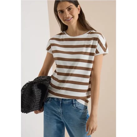 Shirt met boothals en knoopdetail