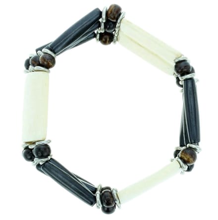 Behave - Elastische armband met bruine kralen - etnische stijl - 19 cm