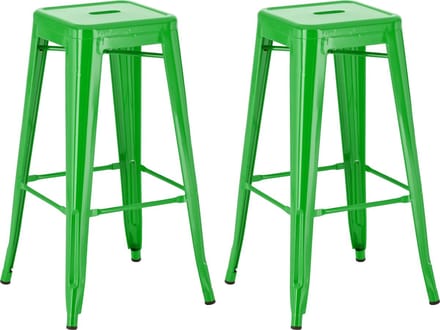 CLP Joshua Set van 2 barkrukken - Stapelbaar - Voetsteun - Metaal - groen