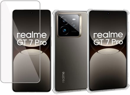 ChiGuard Hoesje & Screenprotector geschikt voor Realme GT 7 Pro – Gehard Glas Cover + Shock Proof Case - Transparant