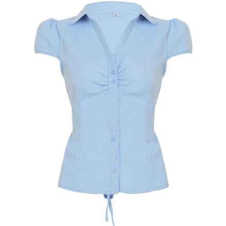 Mode Pendelaar Licht geplooid Effen kleur Shirt Revers Slank getailleerd Top M gray