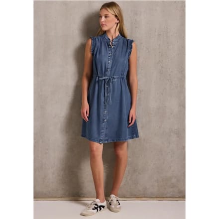 Denim jurk met ruches