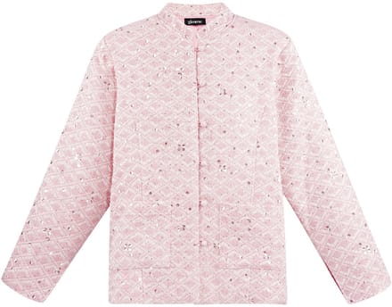 Elegante Vrouwen Jas met Traditionele Chinese Ontwerpelementen - Roze - Maat M
