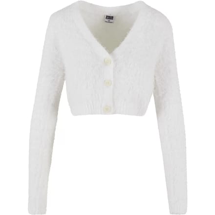 Urban Classics - Cropped Feather Cardigan - XL - Wit