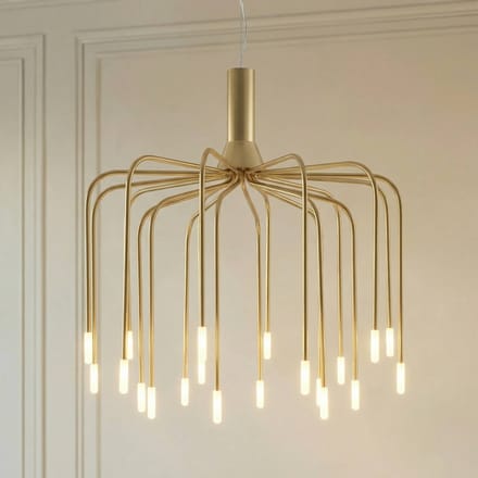 Lucande LED hanglamp Ariadne, Ø 57 cm, mat goud, 20 lampen