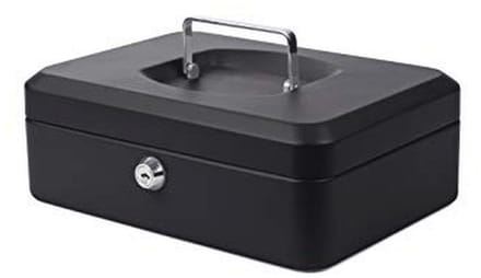 Geldcassette met cilinderslot en 2 sleutels - 10 inch, zwart