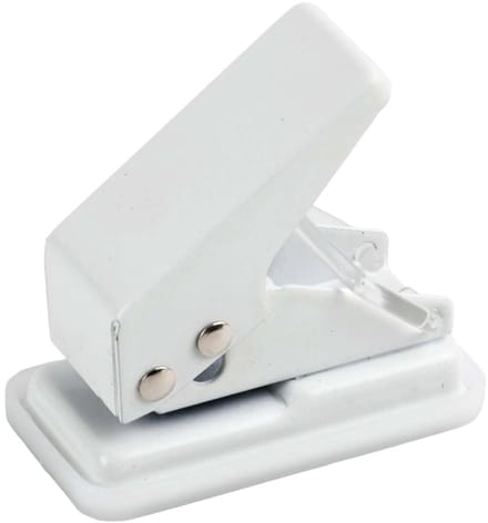 Dailygoods - 1 Mini Enkelgats Perforator, Handmatige Perforator, Maximaal 10 Vellen Per Keer, Gatdiameter 6 Mm, Wit
