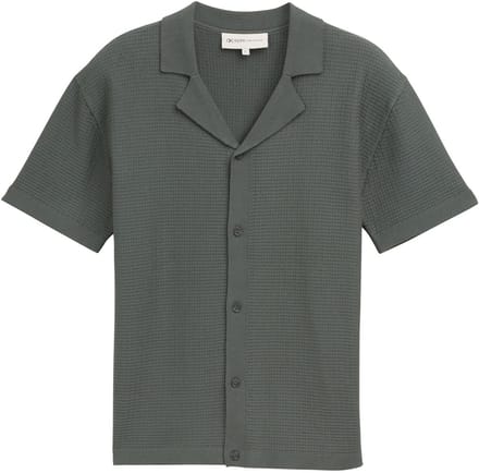Tom Tailor Denim - Gebreide polo met korte mouwen - Maat XS - washed jasper green