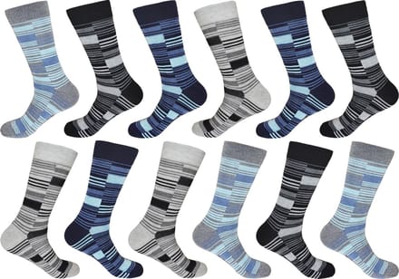 GIANVAGLIA Heren Sokken Blokstrepen 12-pack - Maat 39-42