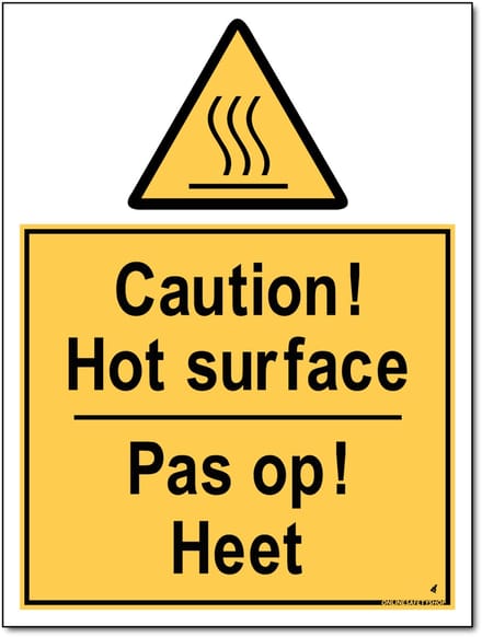 Pas op heet bord - Aluminium - 30 x 40 cm