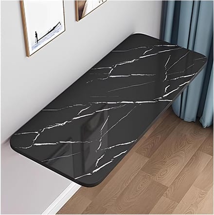 Wandmontage Klaptafel - Opklapbaar Bureau - Ruimte Besparen - Stabiele Stevige Constructie - 60x30cm - Zwart Steenpatroon