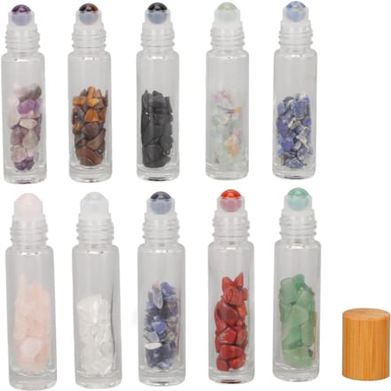 10 Stuks Essentiële Olie Rollerbal Flessen Transparant met Bamboe Deksel Roll On Parfum Sample 10ml white