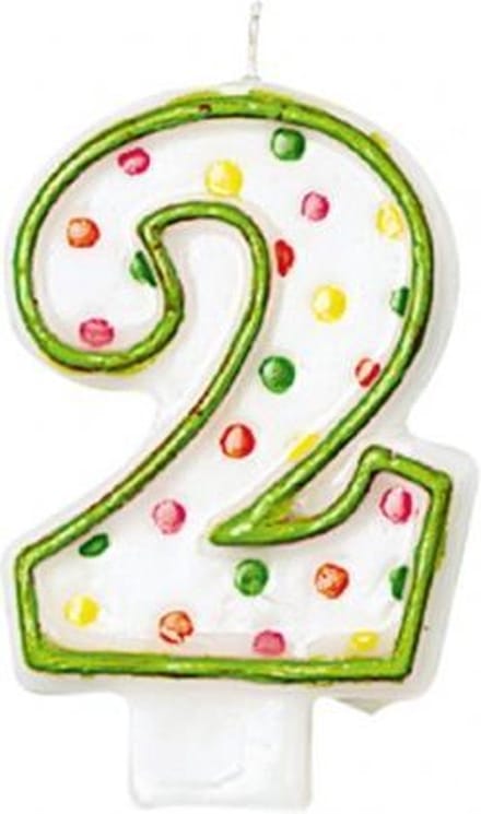 Amscan Verjaardagskaars 2 - Polka Dots 7,6 Cm Groen/wit