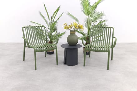 Stripe/Velora loungestoelen set (3-delig) - Mosgroen/Royal grey