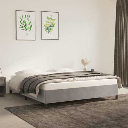 vidaXL - Bedframe - zonder - matras - 160x200 - cm - fluweel - lichtgrijs