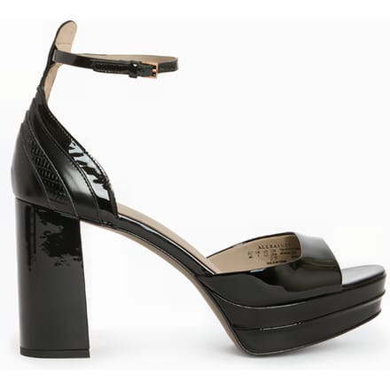 AllSaints Tia Platform Heel Black Shine Größe: 41 | Sandalen Outlet | Damen | Schwarz