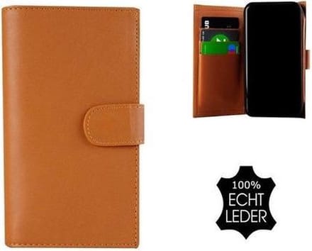 Geschikt voor Samsung Galaxy S8 hoesje - Bookcase - Portemonnee Hoes Echt leer Double Wallet case Bruin