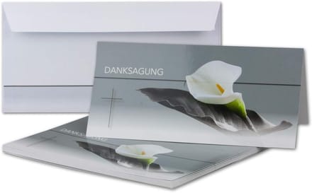 50 Rouwbedankkaarten met Enveloppen DIN Lang 21x19,8 cm Hoogglans