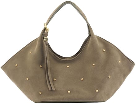 FREDsBRUDER Leren schoudertas The Beaded Shoulder Bag Greyish Khaki groengrijs