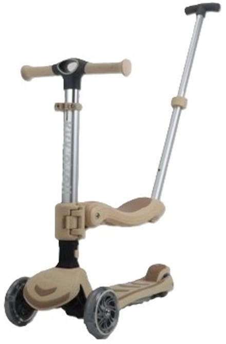 Kick'n'Roll S6 - ECO - Bruin - 3IN1 - Kinderstep - Afneembaar zitje - Duwstang