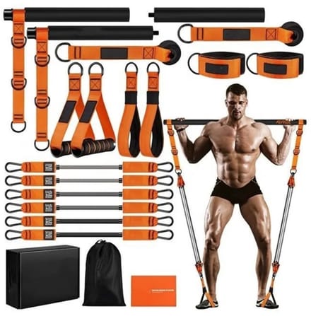 270lbs Volledige Pilates Bar Kit met Weerstandsbanden - Thuis Workout & Multifunctionele Hulpapparatuur