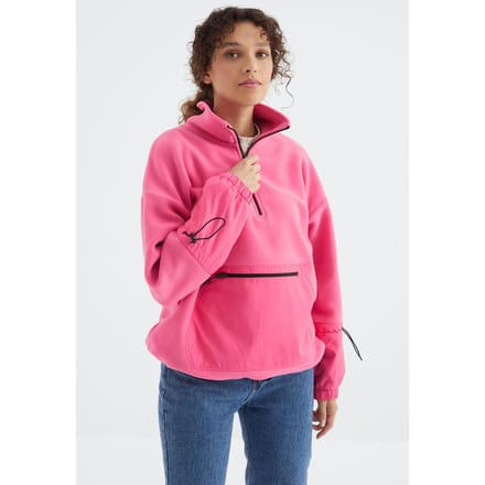 Overmaatse Pluche Half-Zip Sweatshirt